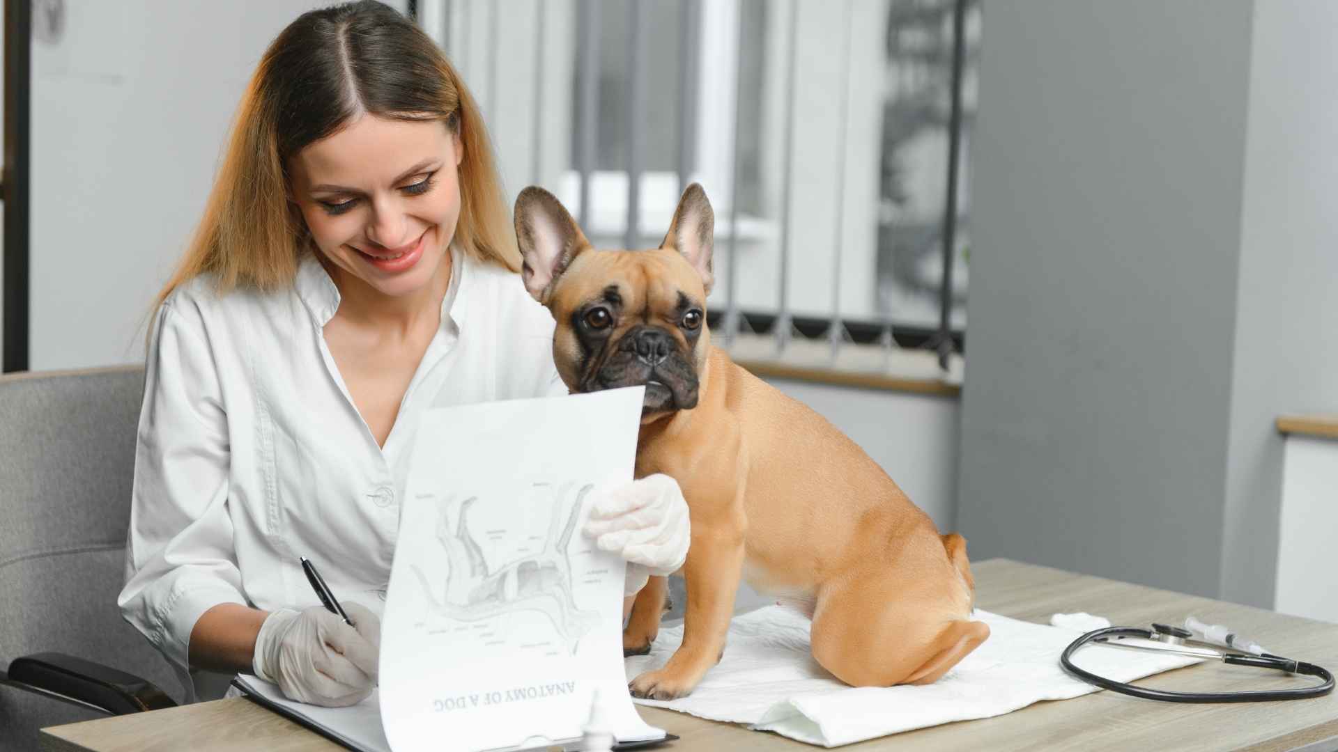 perro con pedigree en el veterinario